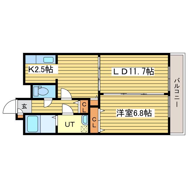 札幌三善第2ビル(1LDK/3階)の間取り写真