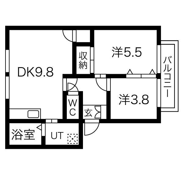 メゾンシュクセ(2DK/2階)の間取り写真