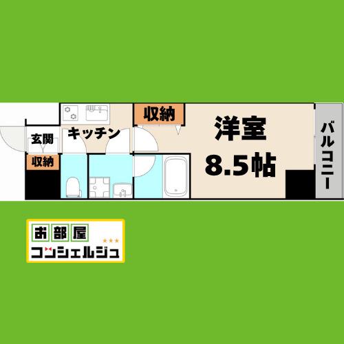 プロシード金山3(1K/7階)の間取り写真