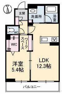 PROUD(1LDK/2階)の間取り写真