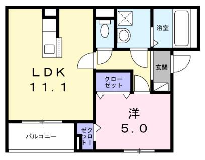 ポルテボヌール本牧(1LDK/2階)の間取り写真