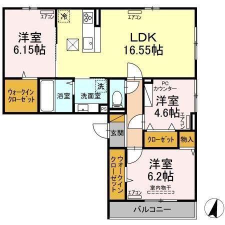明幸2番館(3LDK/1階)の間取り写真