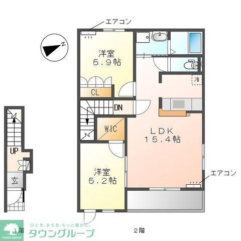 ラミティエ(2LDK/2階)の間取り写真