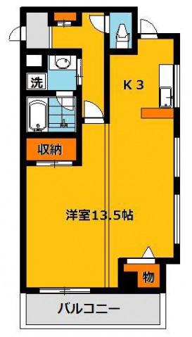 エルハイツ川田(1LDK/4階)の間取り写真