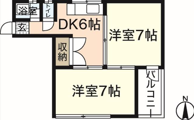 CALM十日市(2DK/5階)の間取り写真