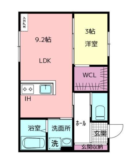 FELICE駅南II(1LDK/1階)の間取り写真