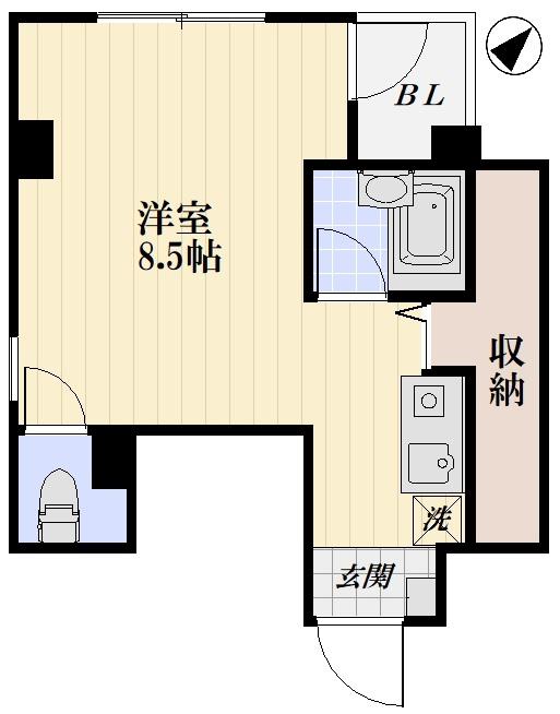初台四つ葉(ワンルーム/5階)の間取り写真