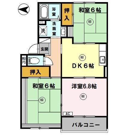 フラワーヒルまつもと(3DK/3階)の間取り写真