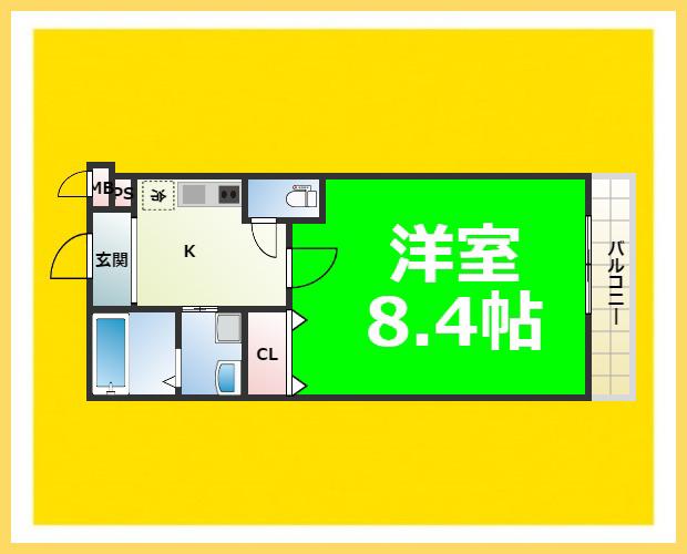 ドリーム フジ 桜川(1K/1階)の間取り写真