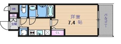 エスリード松屋町サウス(1K/11階)の間取り写真