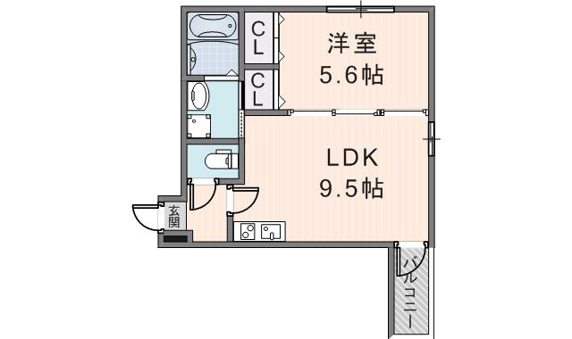 フジパレス瓜生堂II番館(1LDK/1階)の間取り写真