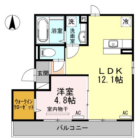 セジュールDHA棟(1LDK/3階)の間取り写真