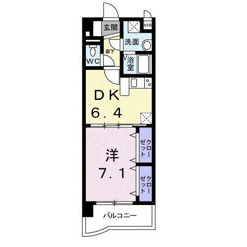 サン・プラシード(1DK/4階)の間取り写真