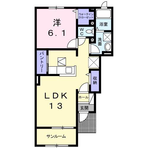 ラ・ヴィータ壱番館(1LDK/1階)の間取り写真