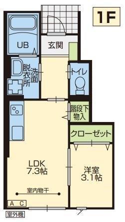 グラン・ルル(1LDK/1階)の間取り写真