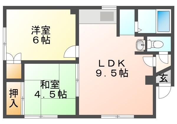 グリーンハウス(2LDK/1階)の間取り写真