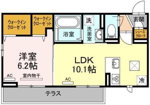 フィオーレ南二軒屋(1LDK/1階)の間取り写真