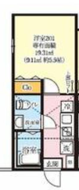 スカイヒルズSASAGE(1K/2階)の間取り写真