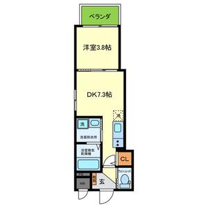 YUMAISON ウエスト(1DK/2階)の間取り写真