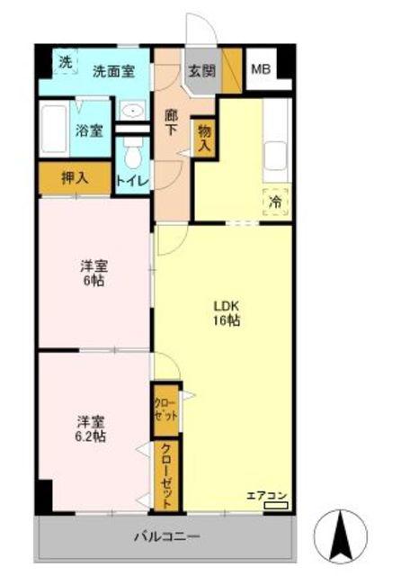 クレドール草加(2LDK/2階)の間取り写真