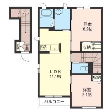 グランメール・I(2LDK/2階)の間取り写真