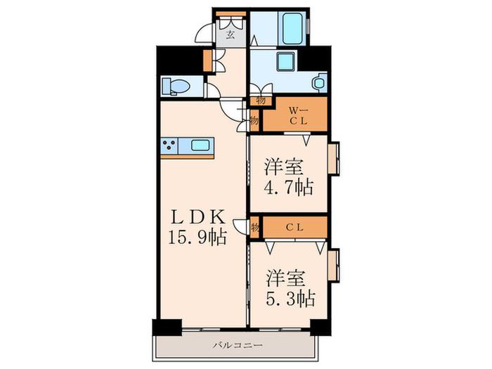 スマート到津の森(2LDK/10階)の間取り写真