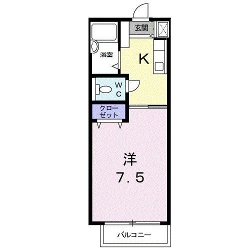 宮の前AP(1K/1階)の間取り写真
