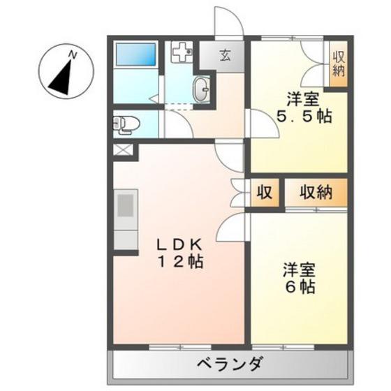 エルコーポ中山(2LDK/1階)の間取り写真