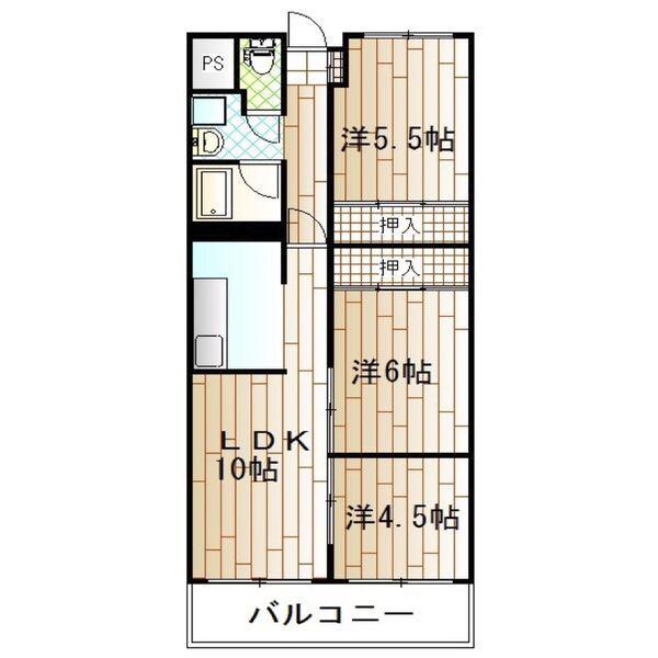 ハイマート屋島(3LDK/4階)の間取り写真