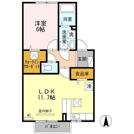 プレミオY(1LDK/1階)の間取り写真