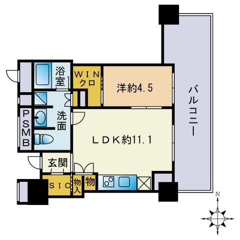グランドメゾン大濠公園THE TOWER(1LDK/7階)の間取り写真
