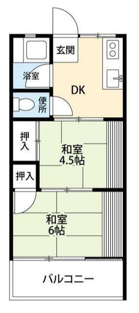 袴田アパート(2DK/1階)の間取り写真