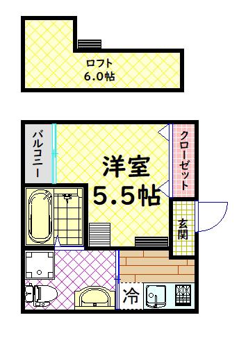 デュナメス深井ネット(1K/2階)の間取り写真