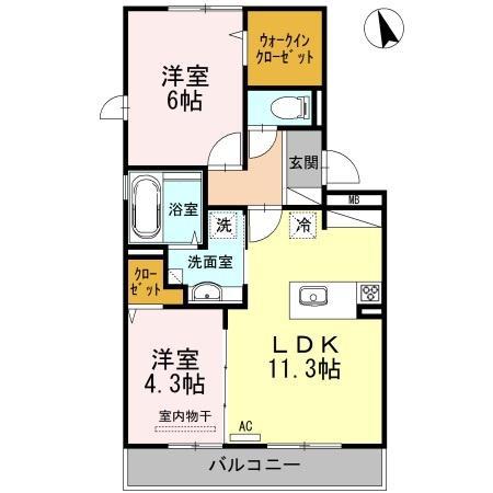 コート ダジュール(2LDK/3階)の間取り写真