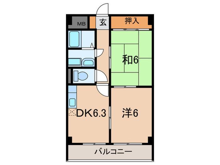 シャルマン西代(2DK/2階)の間取り写真