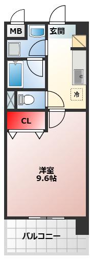 フランディル りんくう(1K/3階)の間取り写真