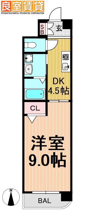 エクセルシオール栄(1DK/5階)の間取り写真