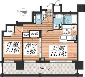 円山ザ・レジデンス(2LDK/15階)の間取り写真