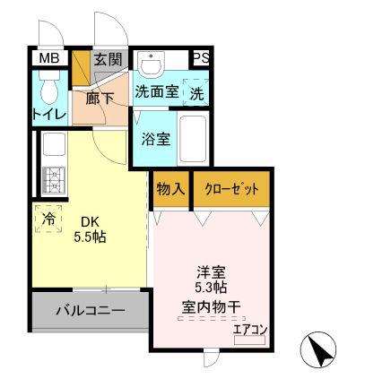 SAMIA川口元郷(1DK/3階)の間取り写真