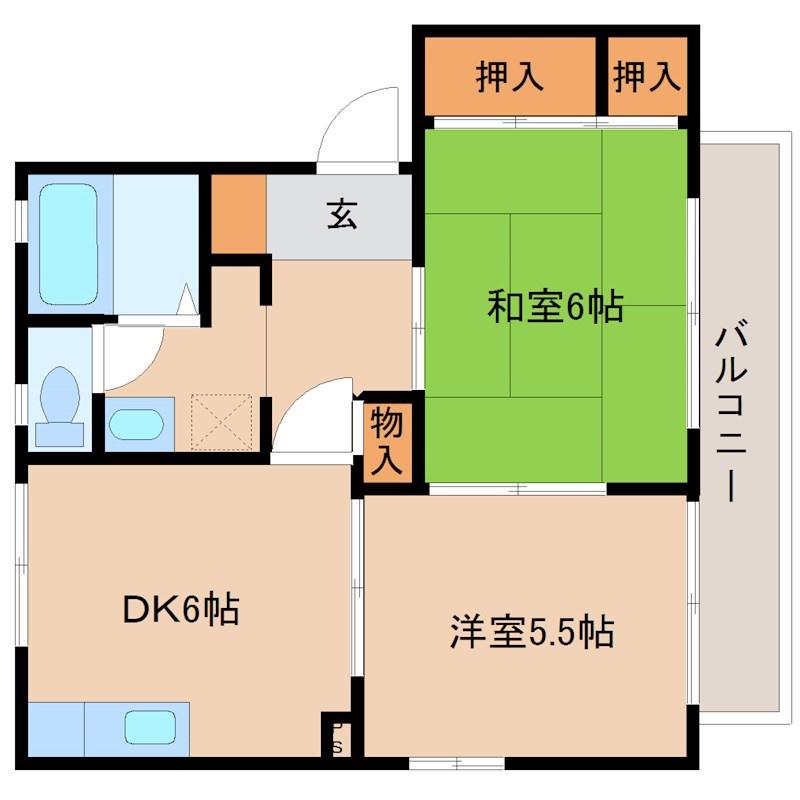 ルーチェブレ(2DK/2階)の間取り写真