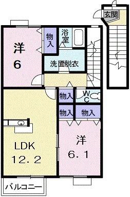 ローズ・アヴェニュー II(2LDK/2階)の間取り写真