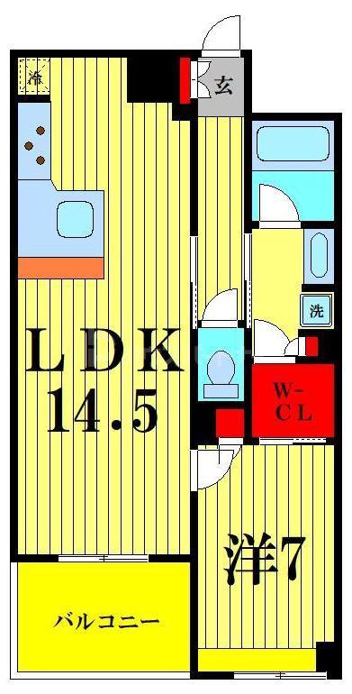 レクセル錦糸町シティ(1LDK/2階)の間取り写真