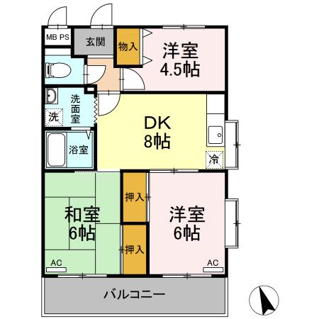 アネックスきりた(3DK/3階)の間取り写真