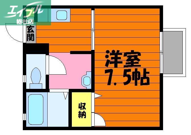 TORTOISE A棟(1K/1階)の間取り写真
