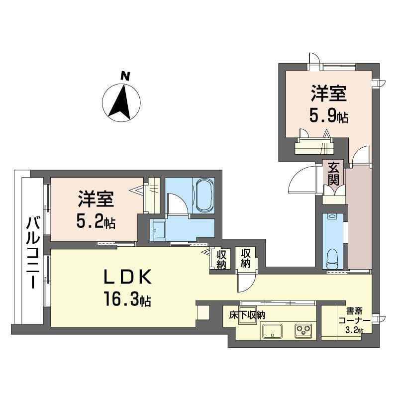 LA BELLEVIE KOTAKECHO(2SLDK/1階)の間取り写真