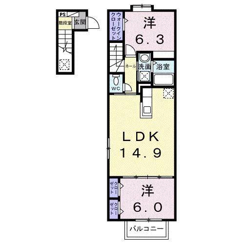 サン番館(2LDK/2階)の間取り写真