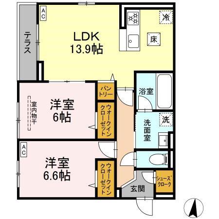 D PAINA 子母口 II(2LDK/3階)の間取り写真