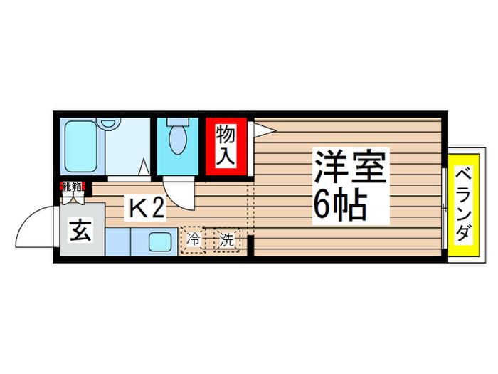 第2大神宮坂上ハイツII(1K/1階)の間取り写真