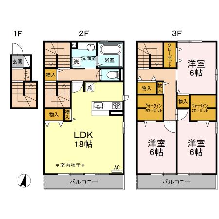 コンフォート201(3LDK/2階)の間取り写真
