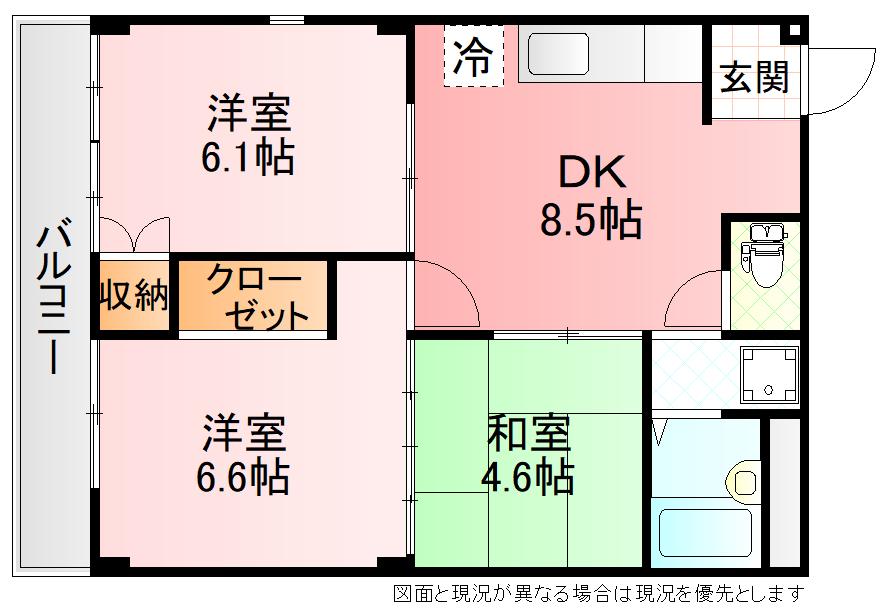 メゾンサクセスB(3DK/1階)の間取り写真